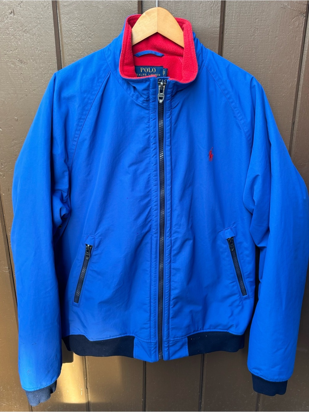 Vintage Polo Ralph Lauren Fleece Lined Bomber Jacket Men’s XL 90s Blue
